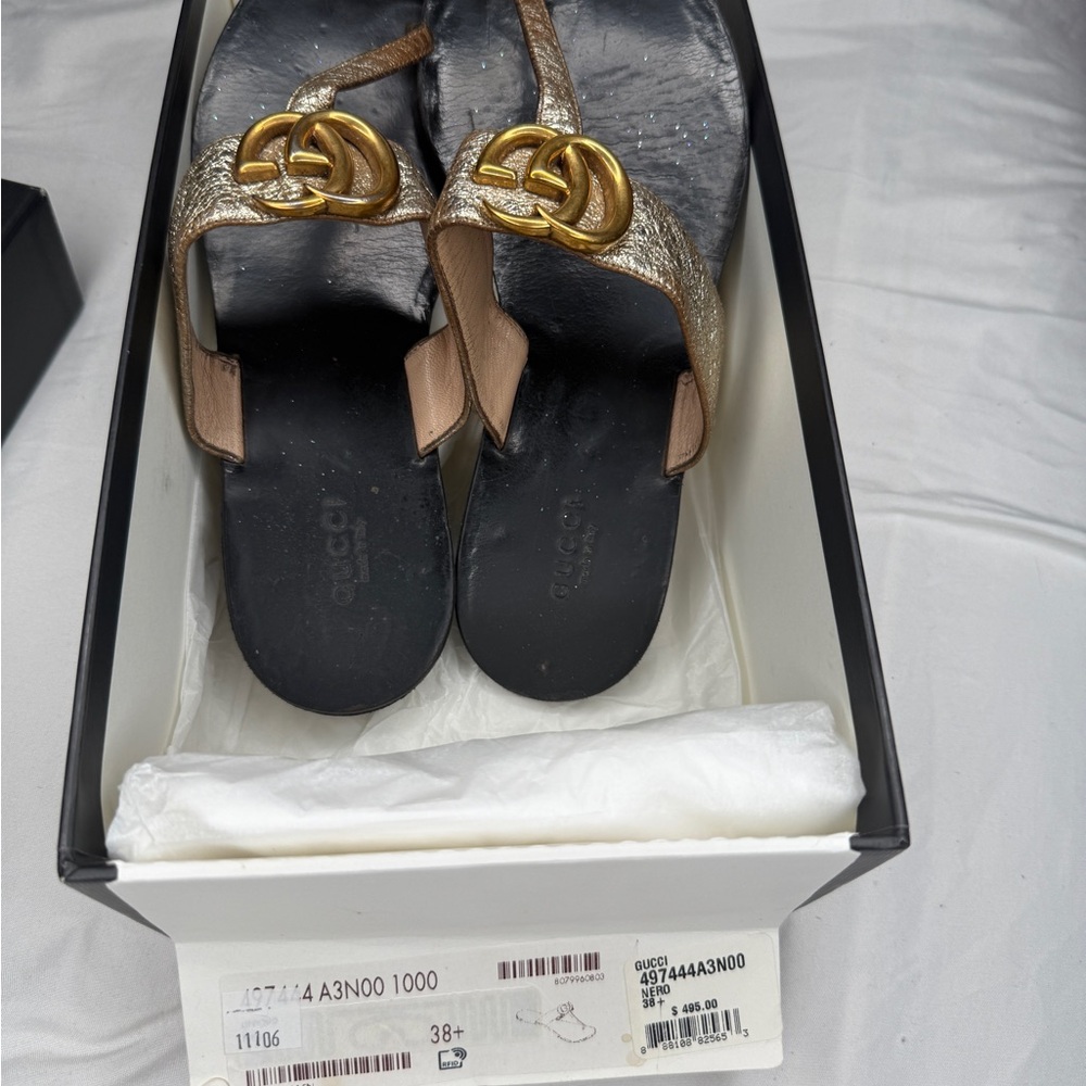 Gucci Black Leather Sandals